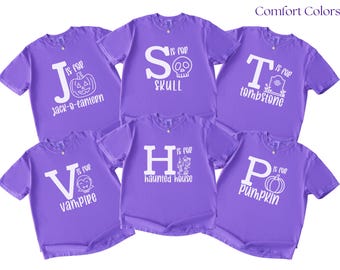 Matching Halloween Teacher Shirts, Alphabet Halloween Group Shirt, Grade Level Team Tee, Family Halloween Costume, Spooky Crew Shirts