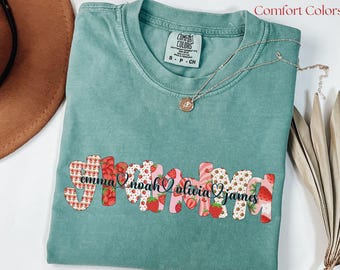 Personalized Grandma Shirt, Strawberry Comfort Colors , Mothers Day Gift, New Grandma Gift, Grandma Birthday Tee, Pregnancy Announcement