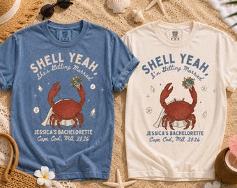 Coastal Bachelorette Shirts, Beach Bach Matching Tees, Bride Crew Tees, Crab Bach Party Tee, Seaside Ocean Wedding Weekend, Shell Yeah Tote