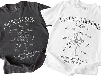 Halloween Bachelorette Party Shirts, Last Boo Before I Do, Boo Crew Tees, Matching Ghost Shirts, Halloween Bridal Party Outfits