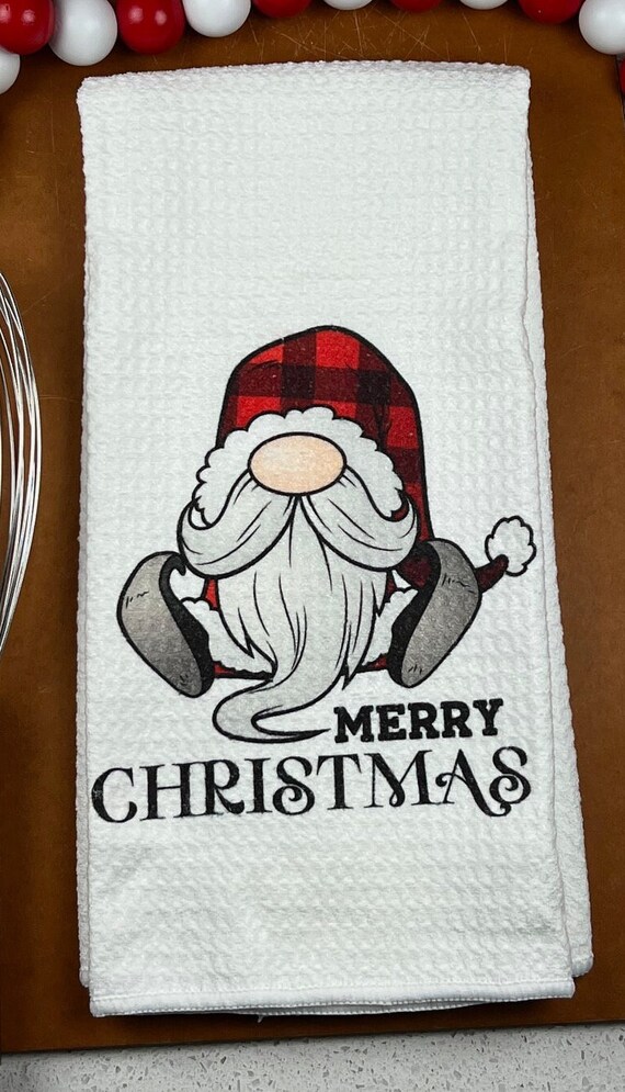 Merry Christmas Waffle Weave Microfiber Kitchen Towel