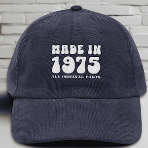 Gorra bordada personalizada, gorra de 50 cumpleaños, gorra hecha en 1975, regalo de 50 cumpleaños, gorra de 1975, gorra de cumpleaños retro, gorra de cumpleaños personalizada