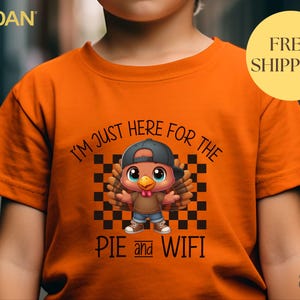 Niedliches Truthahn T-Shirt, lustiges Kinder T-Shirt - Ich bin nur hier für die Torte und WLAN, Thanksgiving-Shirt für Kinder - Lustiges Truthahn-T-Stück - Erntedank-Geschenk für Kleinkinder