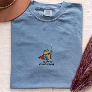 Funny Crochet Frog Shirt, Crocheter Gift Tee, Yarn Lover T-shirt, Craft Humor Apparel, Crochet Lover Gift, Crochet Life, Medieval Toad Blue Jean