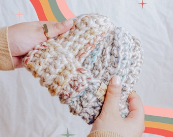 Rainbow: Multicoloured Handmade Crochet Beanie | Winter Hat, Chunky Knit, Cozy Headwear