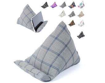 Handmade Phone Pillow Holder - The Wedge Mobile Device Stand - Fabric Phone Stand for All iPhones, All Smartphones!7x6.1x5.5 In(Gray Plaid-2