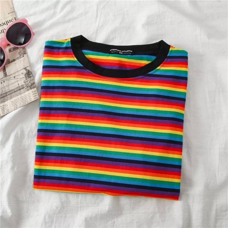 Oversized Rainbow Striped T_shirt Unisex Multicolor Baggy - Etsy
