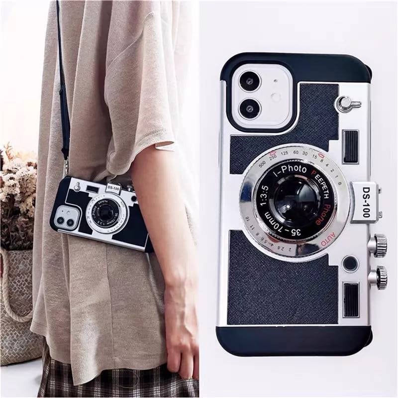  Mscomft Emily in Paris Phone Case, Vintage Camera Phone Case  for iPhone 14 pro,3D Vintage Camera Design Phone case That Looks Like a  Camera,with Removable Neck Strap Lanyard(for iPhone 14 pro)