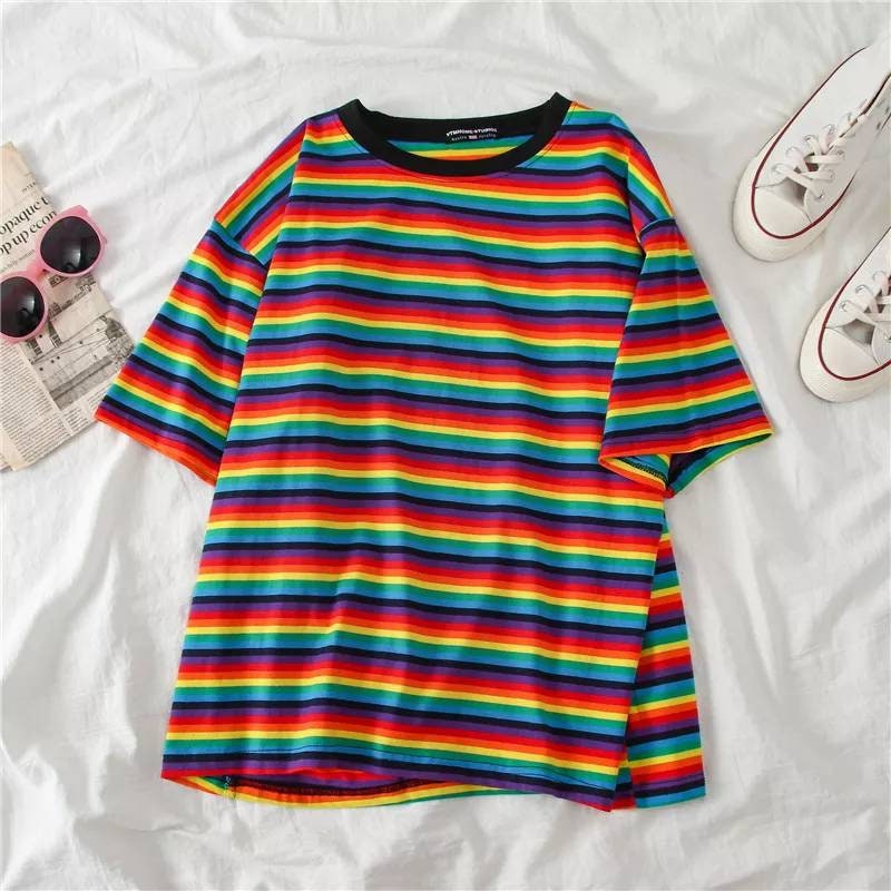 Oversized Rainbow Striped T_shirt Unisex Multicolor Baggy | Etsy