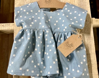 Blue Kelly tunic + diaper cover 12-18mos