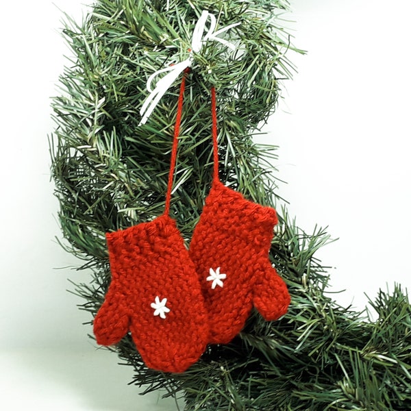 Hand-Knitted Mittens Christmas Tree Ornaments
