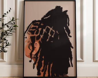 Black Woman Locs Art Print: Afrocentric Home Office Decor (Digital Download)