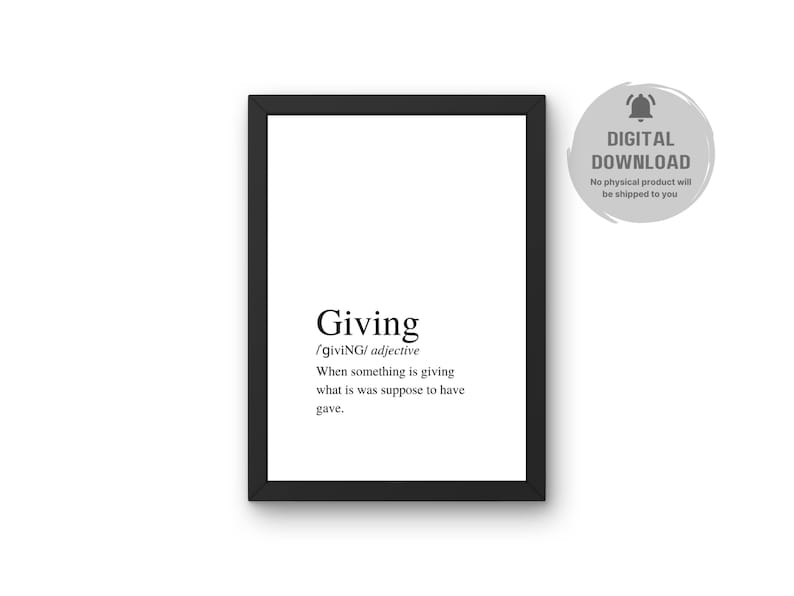 Giving Definition Print Printable Wall Art Word Definitions Etsy