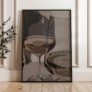 Elegant Wine Glasses Digital Art Print | Modern Wall Decor | Stylish Wine Lover&#39;s Gift | Instant Download