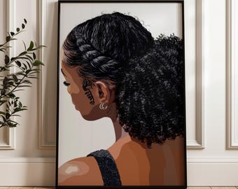 Black Woman Natural Hair Art Print | Afrocentric Decor (Digital Download)
