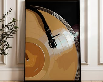 Plattenspieler Vinyl Druck | Retro Musik Raum Dekor (Digitaler Download)