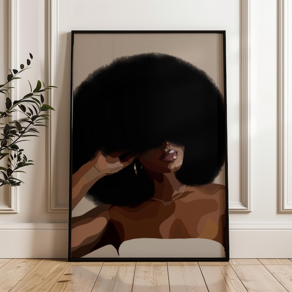 Afrocentric Art Print: Black Woman with Afro - Home & Office Decor (Digital Download)