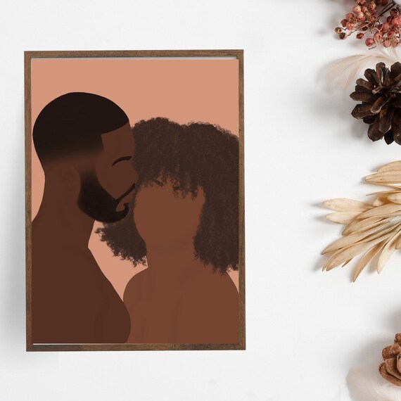 Black Couple Wall Art African American Wall Art African Etsy