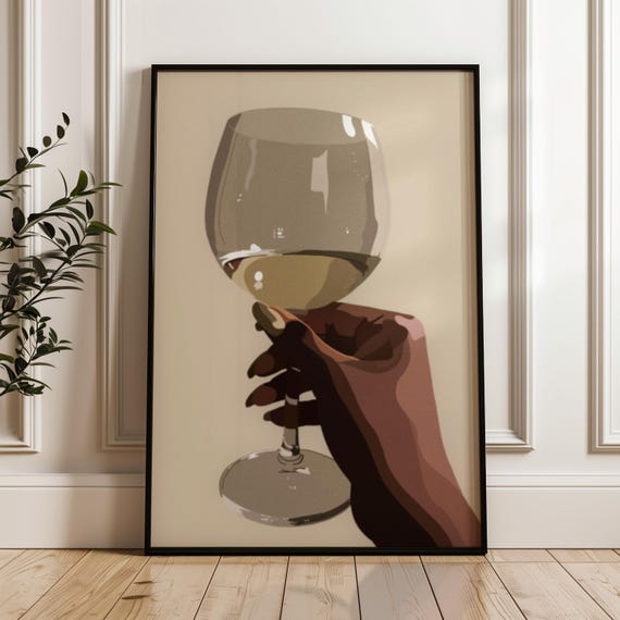 Black Woman Wine Art Print: Chic Afrocentric Decor (Digital Download)