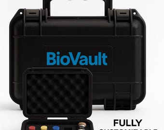 BioVault Peptide Storage Case for TRT, HRT & Peptides – Modular Hard Case + Vial Stickers + Ice Pack + Tracker + Temp Sensor