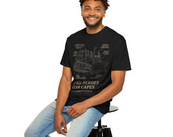 Kill Dozens Blueprint Tee-shirt - Unisex Garment-Dyed T-shirt, Graphic Print Top, Unique Casual Shirt, Hero Costume Apparel, Vintage Style
