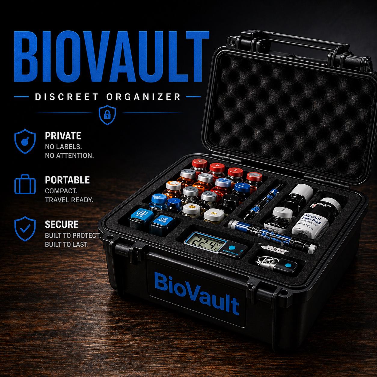 Peptide Storage Case: Biovault Vial Organizerdiscreet Travel Organizer ...