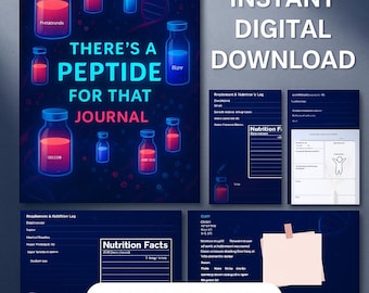Peptidetracker Journal Afdrukbare pdf Biohacking Wellness-logboek Peptidecyclusplanner Fitness injectielogboek Digitale gezondheidstracker