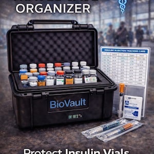 BioVault Insulin Travel Case Organizer – Hard Shell Diabetic Injection Supply Storage Box