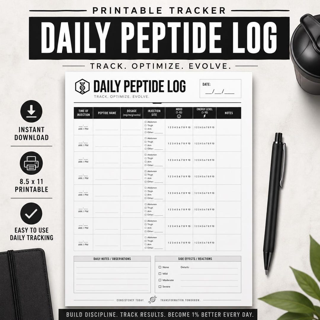 Peptide Injection Log Daily Peptide Log Printable | Injection Tracker PDF | Wellness ...