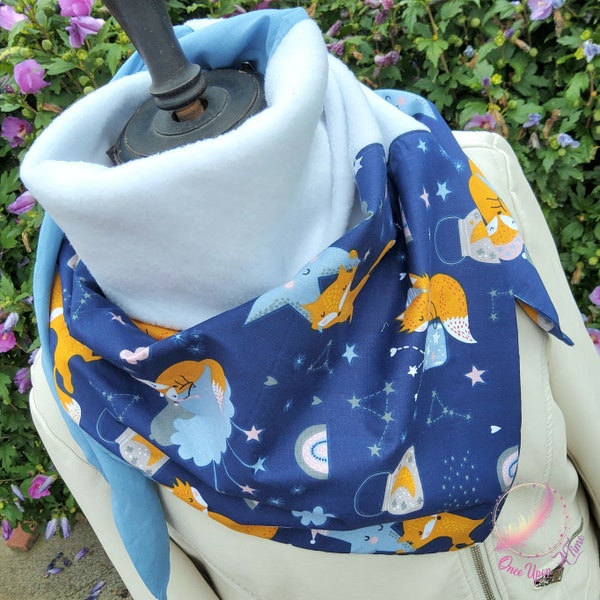 Foulard / Chèche enfant renard fait main pour le printemps, l'automne et l'hiver