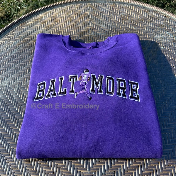 Baltimore Football 8 Embroidered Crewneck Sweatshirt