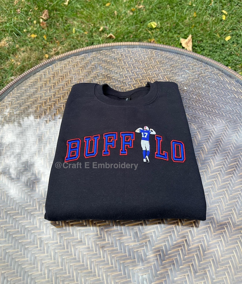 New York Buffalo Football 17 Embroidered Crewneck Sweatshirt - Etsy