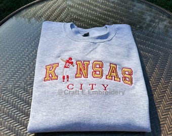 Kansas City Football 87 Arrow Embroidered Crewneck Sweatshirt