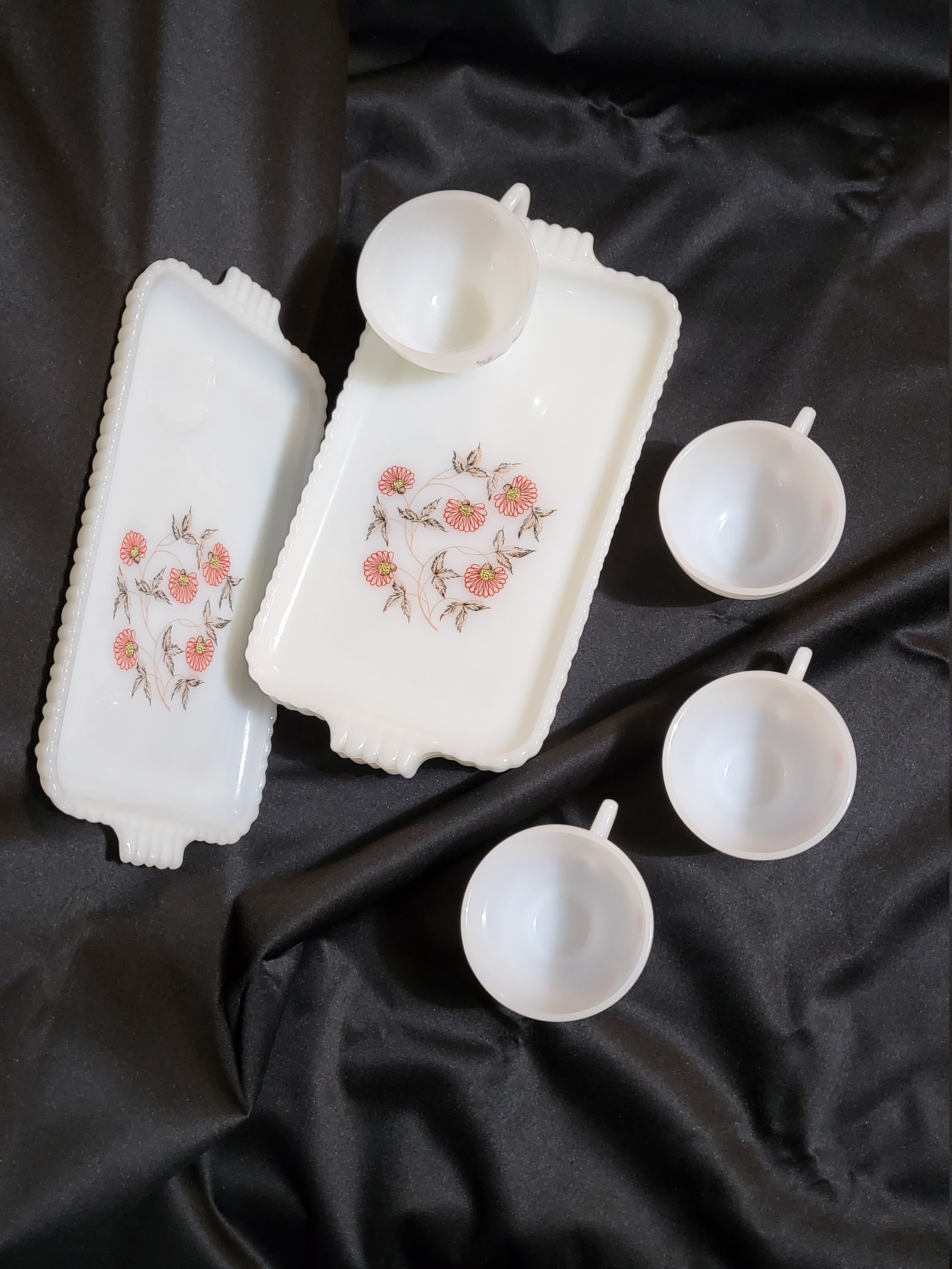 Milk Glass Tea Set Etsy