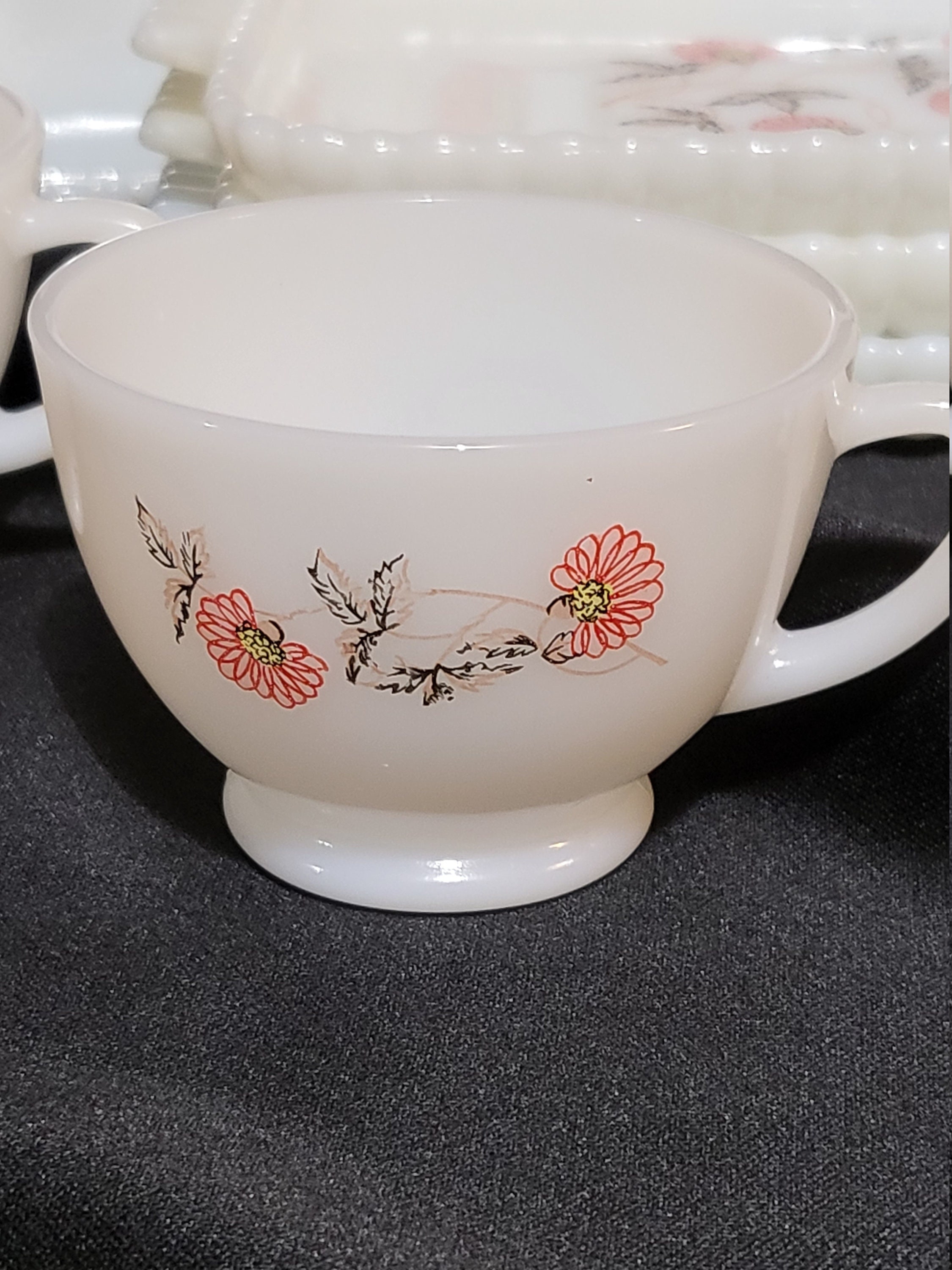 Milk Glass Tea Set Etsy