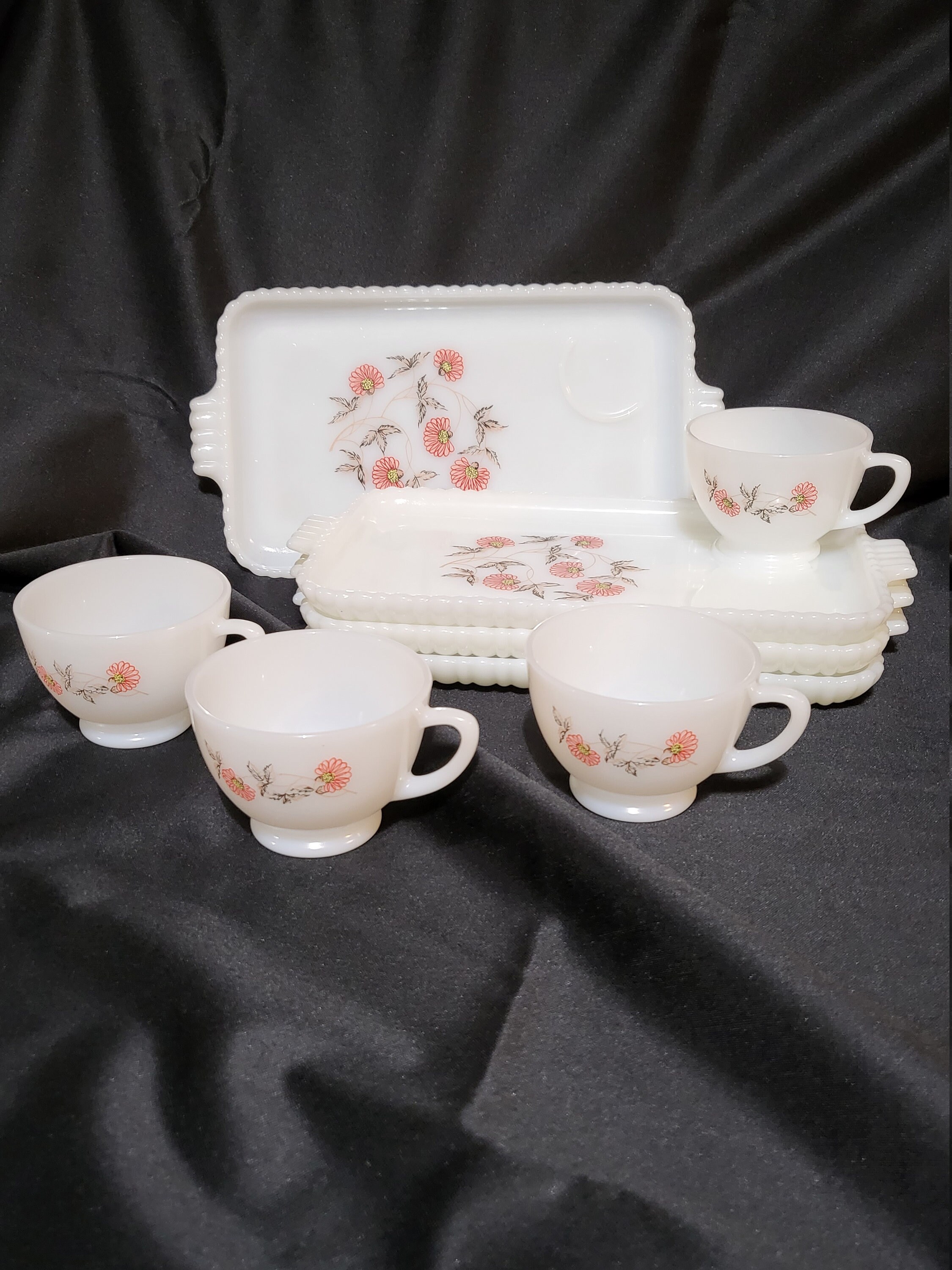 Milk Glass Tea Set Etsy