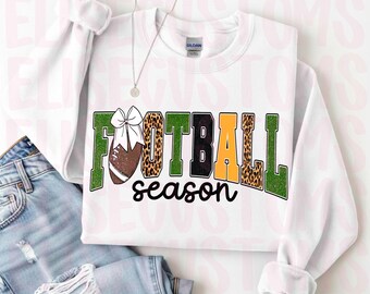Football Season PNG Green & Gold, Football Bow PNG, Leopard Football Design, Game Day PNG, Football Shirt Design, Digital Download