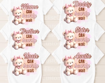 Koszulka rodzinna Can Bearly Wait PNG • Baby Shower z misiem (pobranie cyfrowe)