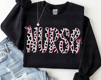 Pink Nurse Cow Print PNG | Western Shirt Design (Digital Download