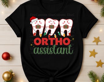 Ortho Assistant Christmas PNG | Cute Ortho Teeth with Braces Lights | Dental Assistant Christmas Shirt Design | Holiday PNG Download