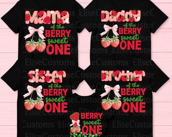 Zestaw koszulek urodzinowych „Berry Sweet One” • Wzory rodzinne PNG
