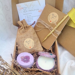 Appreciation Gift Box: Soy Candle, Bath Bomb, Notepad