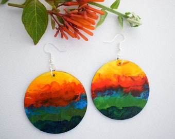 Cool,Unique,Handmade,Statement Earrings,Eco-friendly,Recycled,Drop,Hand painted,Mixed,Fun Earrings,Long,Round,Indian Jewelry for Women/Girls