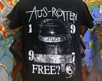 Aus Rotten "1997 Free?" Shirt Leftover Crack Subhumans MDC Dead Kennedys Crust Punk  OI