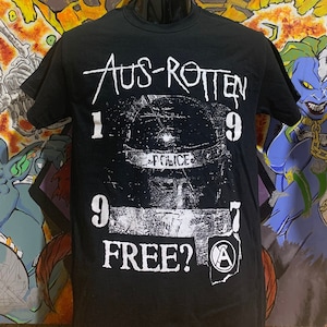 Aus Rotten "1997 Free?" Shirt Leftover Crack Subhumans MDC Dead Kennedys Crust Punk  OI