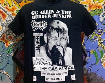 GG Allin & The Murder Junkies "Final Show Flyer Black" shirt Antiseen Meatmen Leftover Crack Dead Kennedys Punk Subhumans OI