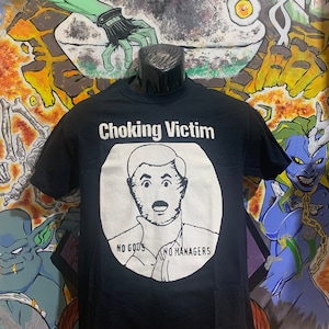 Choking Victim "No Gods No Managers" Shirt Leftover Crack Dead Kennedys Punk Subhumans OI