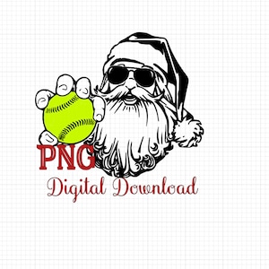 Softball/Baseball Santa SVG and PNG digital download