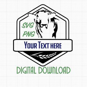 Farm logo template with cow SVG & PNG Digital Download Bundle