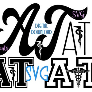 AT with medical symbol SVG/PNG digital download bundle